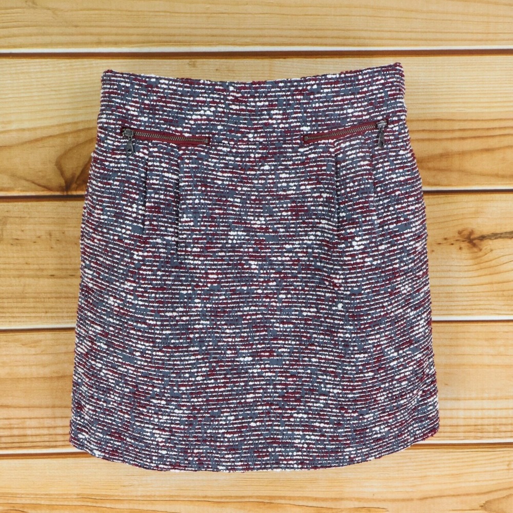 LOFT Mini Pencil Skirt Womens 0 Multicolor Striped‎ Zipped Pockets Lined Pleated